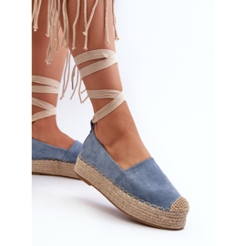 Alpargatas De Mujer Atadas A Plataforma Con Trenza, Azul Tailesse 5