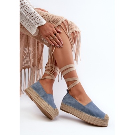 Alpargatas De Mujer Atadas A Plataforma Con Trenza, Azul Tailesse 7