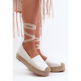 Alpargatas De Mujer Atadas A Plataforma Con Trenza, Blanco Tailesse 5