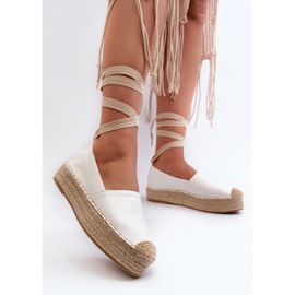 Alpargatas De Mujer Atadas A Plataforma Con Trenza, Blanco Tailesse 6