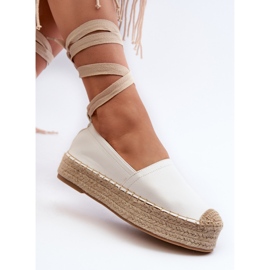 Alpargatas De Mujer Atadas A Plataforma Con Trenza, Blanco Tailesse 9