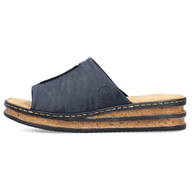 Sandalias cuña mujer cómodas, azul marino, Rieker 62905-14 2
