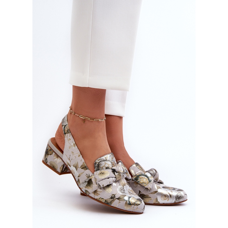 Sandalias Mujer Piel Tacón Bajo Con Flores Maciejka N6539-38 Verde 2
