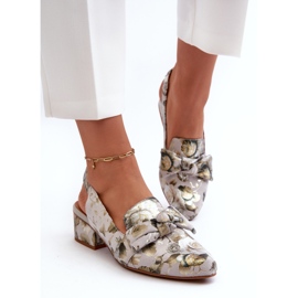 Sandalias Mujer Piel Tacón Bajo Con Flores Maciejka N6539-38 Verde 4
