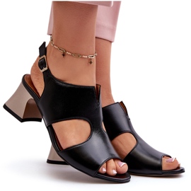 Sandalias Mujer Piel Con Tacón Alto Maciejka 06566-01 Negro 9