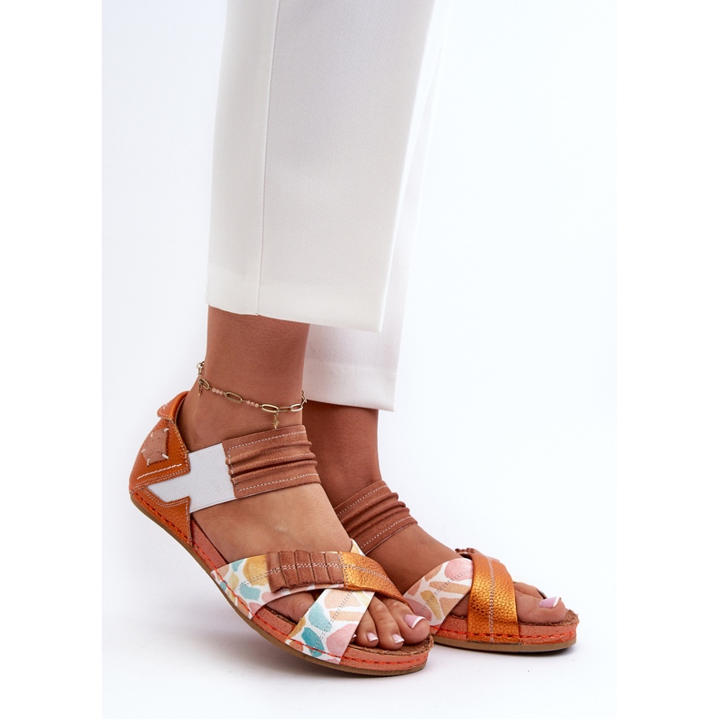 Sandalias De Piel Con Ribete Maciejka 03375-26 Naranja 2