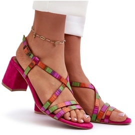 Sandalias Ante Tacón Bajo Maciejka 06653-15 Fucsia rosado 9