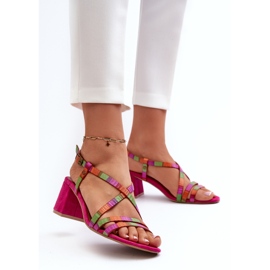 Sandalias Ante Tacón Bajo Maciejka 06653-15 Fucsia rosado 3