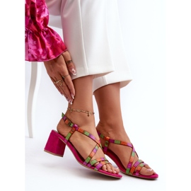 Sandalias Ante Tacón Bajo Maciejka 06653-15 Fucsia rosado 8