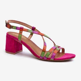 Sandalias Ante Tacón Bajo Maciejka 06653-15 Fucsia rosado 1