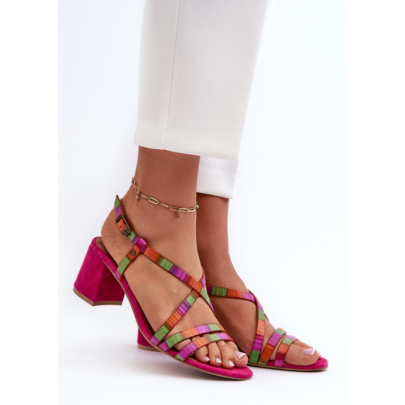 Sandalias Ante Tacón Bajo Maciejka 06653-15 Fucsia rosa 2