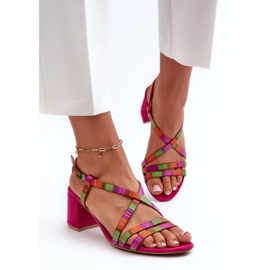 Sandalias Ante Tacón Bajo Maciejka 06653-15 Fucsia rosado 4