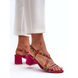 Sandalias Ante Tacón Bajo Maciejka 06653-15 Fucsia rosado 5