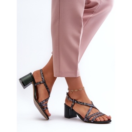 Sandalias de Piel con Tacón Bajo Maciejka 06653-09 Verde oscuro 5