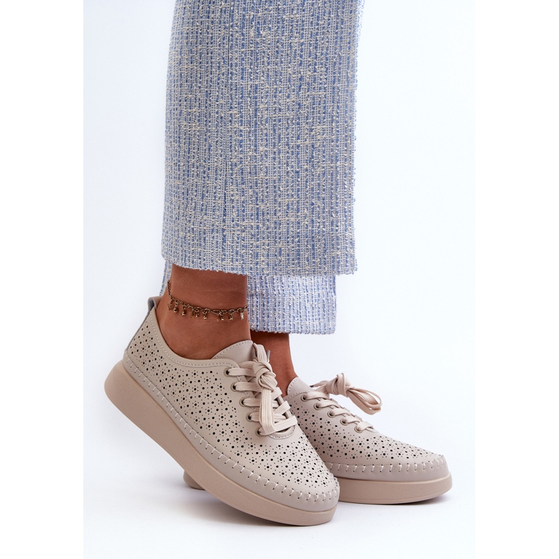 Deportivas de Piel con Plataforma S.Barski LR278 Beige 2