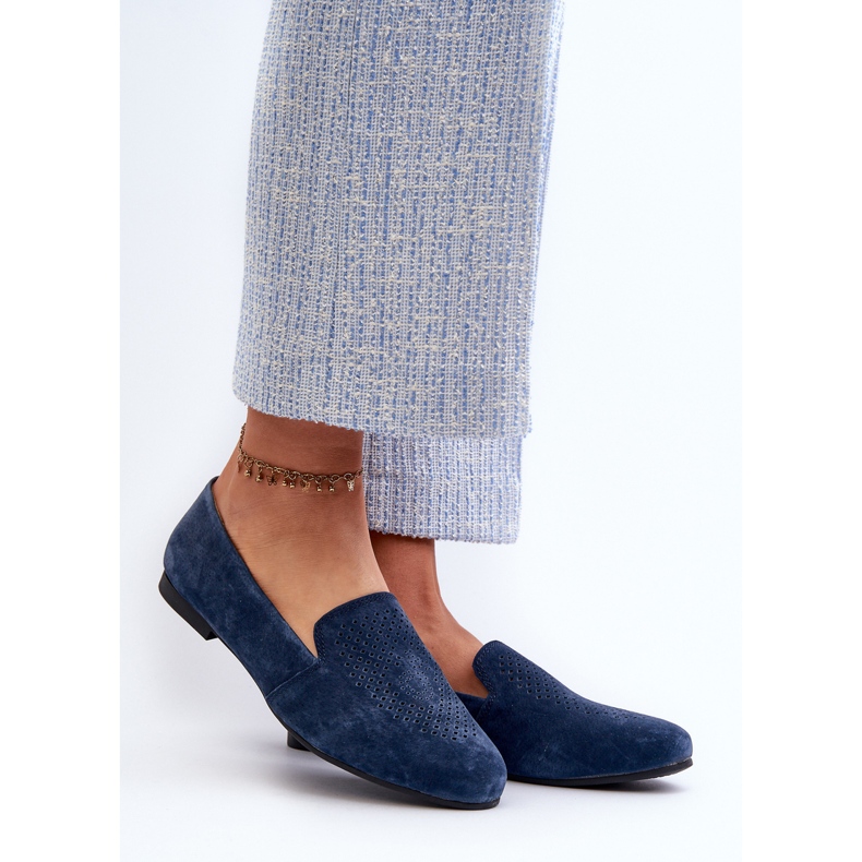 S.Barski Mocasines Cómodos Ante Azul Marino Giovana 2