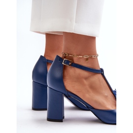 Sandalias de piel con tacón alto y decoración Laura Messi 2758 Azul marino 5