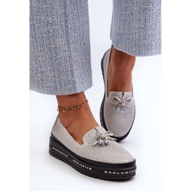 Mocasines De Mujer De Piel Brillante Con Plataforma S.Barski LR400 Plata 4