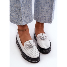 Mocasines de mujer de piel con plataforma S.Barski LR400, blanco 5