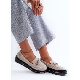 Mocasines Mujer Piel Con Plataforma Y Cadena S.Barski LR618 Beige 7