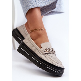Mocasines Mujer Piel Con Plataforma Y Cadena S.Barski LR618 Beige 8