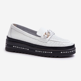 Mocasines Mujer Piel Con Plataforma Y Cadena S.Barski LR618 Blanco 1