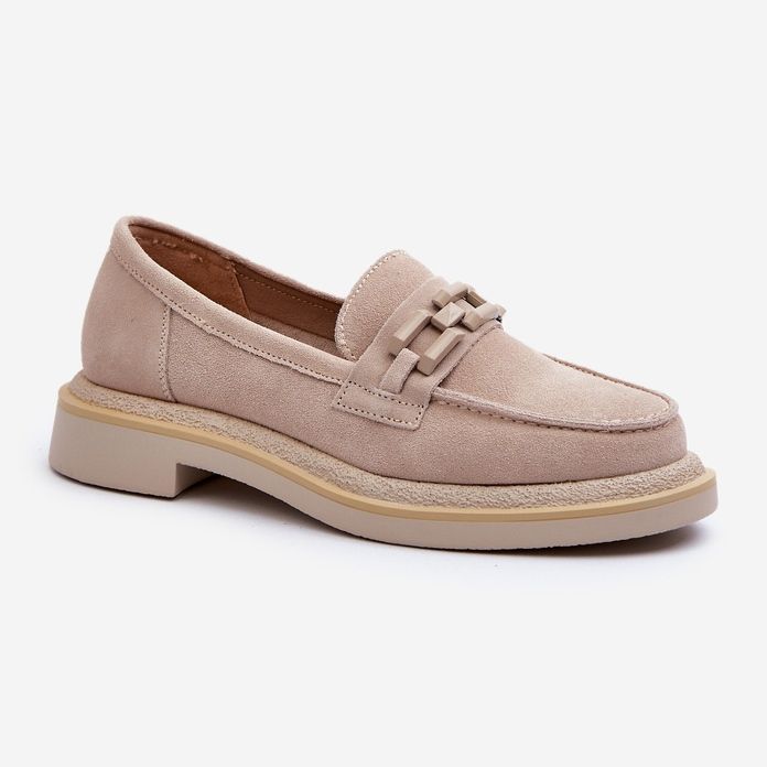 S.Barski Mocasines de gamuza de cañón plano con decoración D&A TW101 J.Beżowe beige 2 S.Barski Mocasines de gamuza de cañón plano con decoración D&A TW101 J.Beżowe beige 2