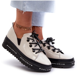 Zapatos Mujer con Cordones y Plataforma Piel Natural S.Barski LR620 Beige 8