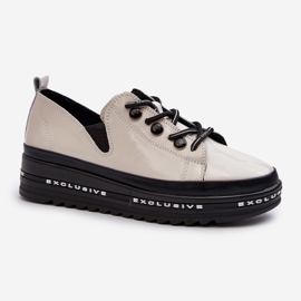 Zapatos Mujer con Cordones y Plataforma Piel Natural S.Barski LR620 Beige 1
