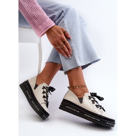 Zapatos Mujer con Cordones y Plataforma Piel Natural S.Barski LR620 Beige 6