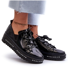 Zapatos de Mujer con Cordones y Plataforma Piel Natural S.Barski LR620 Negro 9
