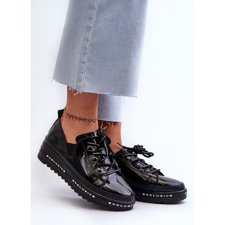 Zapatos de Mujer con Cordones y Plataforma Piel Natural S.Barski LR620 Negro 2