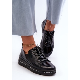 Zapatos de Mujer con Cordones y Plataforma Piel Natural S.Barski LR620 Negro 4