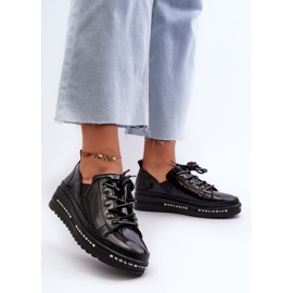 Zapatos de Mujer con Cordones y Plataforma Piel Natural S.Barski LR620 Negro 3
