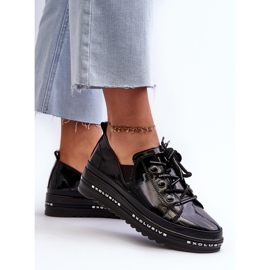 Zapatos de Mujer con Cordones y Plataforma Piel Natural S.Barski LR620 Negro 5