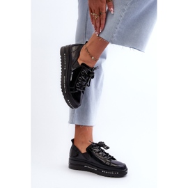 Zapatos de Mujer con Cordones y Plataforma Piel Natural S.Barski LR620 Negro 6