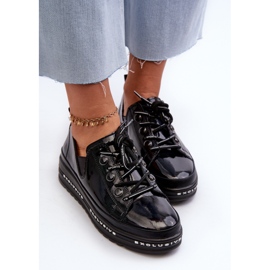 Zapatos de Mujer con Cordones y Plataforma Piel Natural S.Barski LR620 Negro 7