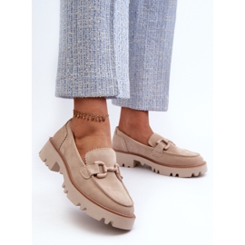 S.Barski Mocasines Mujer Ante Con Decoración D&amp;A TW117 Beige 4