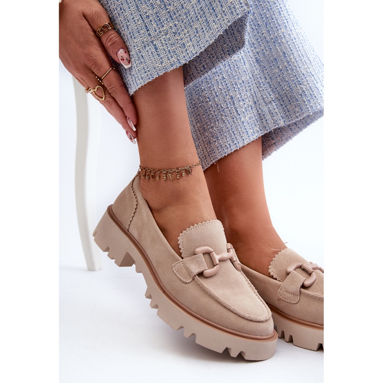 S.Barski Mocasines Mujer Ante Con Decoración D&amp;A TW117 Beige 1