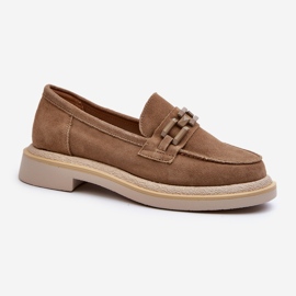 S.Barski Mocasines Mujer Ante Tacón Plano Con Decoración D&amp;A TW101 Marrón 1