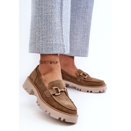 S.Barski Mocasines de gamuza para mujeres con decoración D&amp;A TW117 Olive verde 3