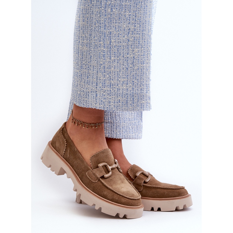 S.Barski Mocasines de gamuza para mujeres con decoración D&amp;A TW117 Olive verde 2