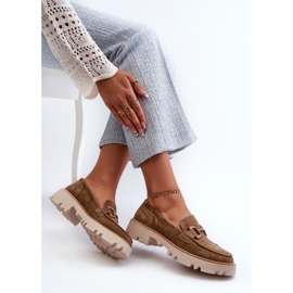 S.Barski Mocasines de gamuza para mujeres con decoración D&amp;A TW117 Olive verde 7