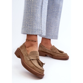 S.Barski Mocasines Mujer Ante Con Flecos D&amp;A TW107 Marrón 3