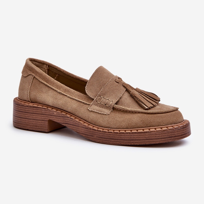 S.Barski Mocasines Mujer Ante Con Flecos D&amp;A TW107 Marrón 1