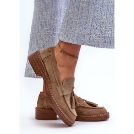 S.Barski Mocasines Mujer Ante Con Flecos D&amp;A TW107 Marrón 5