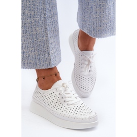 Zapatillas de piel con plataforma S.Barski LR278 Blanco 4
