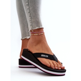 Chanclas de mujer con cuña Big Star JJ274A332 Negro 6
