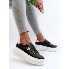 Deportivas Mujer de Piel con Plataforma Negro Pernalia 7