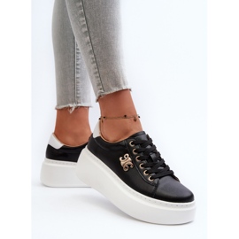Deportivas Mujer de Piel con Plataforma Negro Pernalia 6